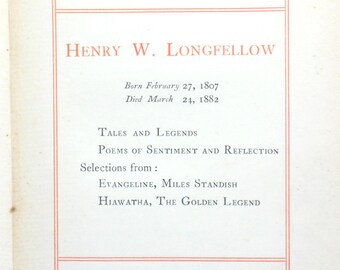 Little Antique Henry W. Longfellow Poetry Book, Poems, 1900s book