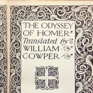 The Odyssey of Homer translated by William Cowper, antique book.