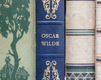 Oscar Wilde novel The Picture of Dorian Gray and other stories vintage book, faux leather book in dark blue