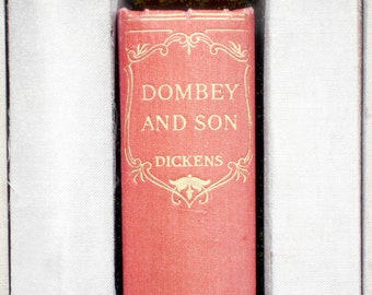 Charles Dickens book, Dombey and Son, vintage 1930s faded red edition