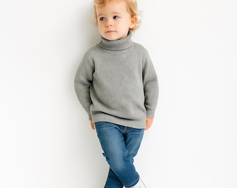 Kids Cotton Turtleneck Sweater | Toddler Knit Pullover | Baby Winter Warm Top | Unisex Soft Jumper