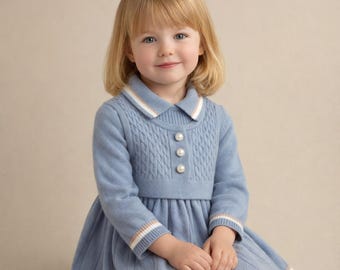 A-lijn gebreide jurk meisjes | Winteroutfit acryl vest