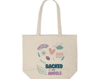 Bolso de lona «Respaldado por mis ángeles» / Alas, ojo y corazones de guardián espiritual