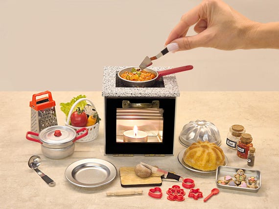 Real Working Mini Kitchen Set for Tiny Cooking & Dollhouse Play -Starter Set