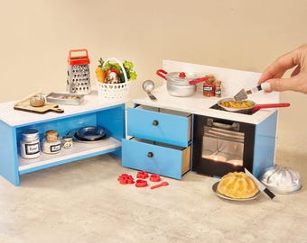 本物のミニチュアキッチンセット：小さな料理、子供の遊び - Etsy 日本