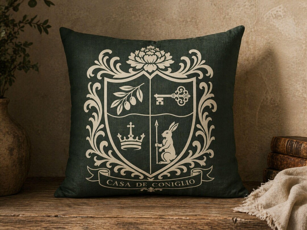 Rabbit Crest Pillow, Coat of Arms Cushion, Family Crest Decor - Etsy