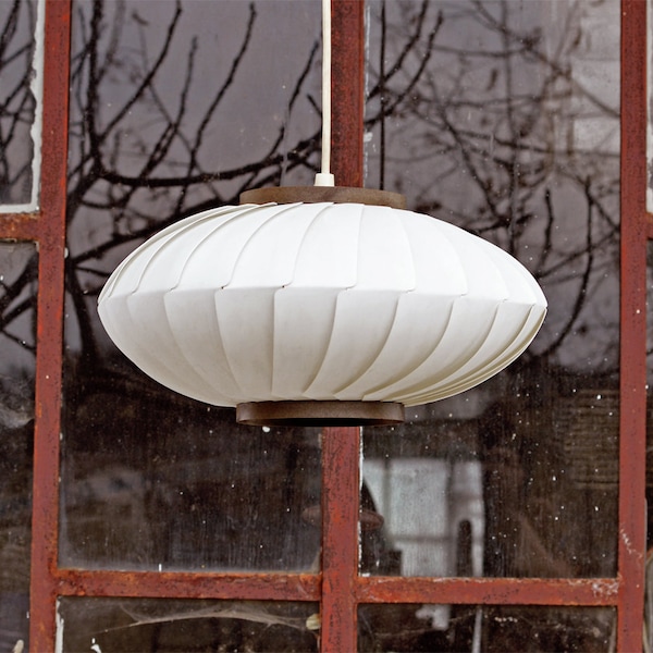 Beautiful white danish hanging lantern. Mid century modern danish ceiling lamp.