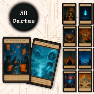 Baraja de 30 cartas DESCARGABLE • Predicciones del Nuevo Orden Económico Mundial • Ia, Bitcoin, Cuántica, Satoshi, Europa, EE.UU