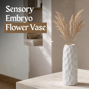 White Textured Ceramic Vase Modern Minimalist Flower Vase Nordic Home Decor Decorative Pampas Grass Vase