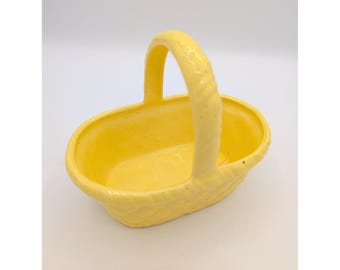 Vintage Haeger USA 663 Gelber Keramik Korbgeflecht Pflanzer 6,5 "MCM Kunstkeramik