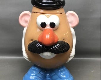 Pote de biscoitos de cerâmica vintage de 1998 da Clay Art, Sr. Cabeça de Batata, Hasbro Toy Story, decoração dos anos 90.