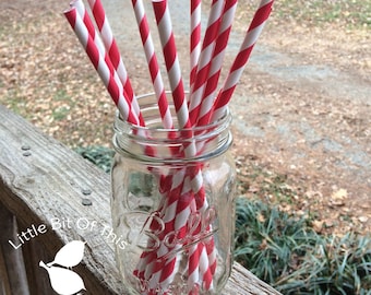 Paper Drinking Straws • 8 Inch • Parties • Disposable • Paper Straws • Assorted Color Stripe Straw • Drink Straws • You Pick Color + Qty