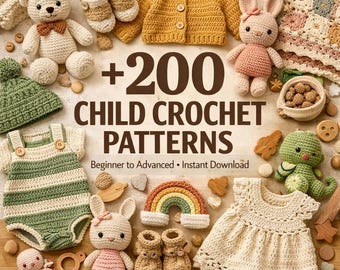 200+ virkmönster för baby och barn | Amigurumi, kläder, leksaker i PDF-format