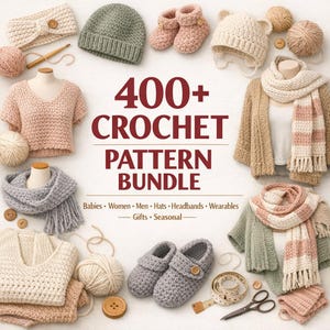 400 Crochet Patterns Bundle – Amigurumi, Clothing, Decor (PDF Download)