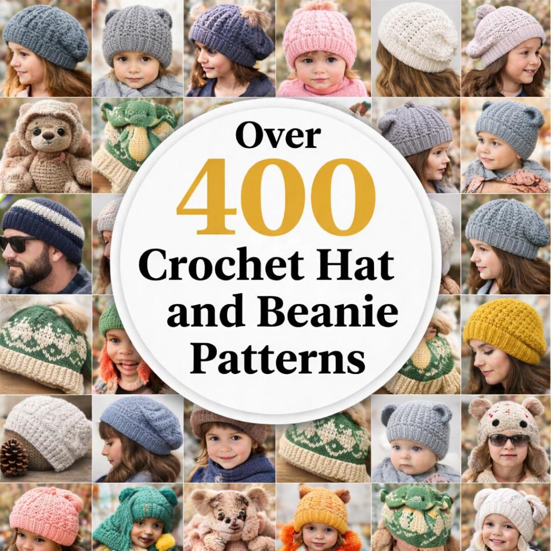 400+ Crochet Hat Patterns | Baby, Kids & Adult Beanies PDF Download - Etsy
