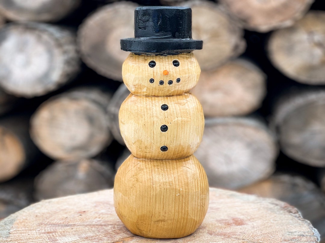 スノーマン木製オブジェ Chainsaw Carved Snowman - Etsy