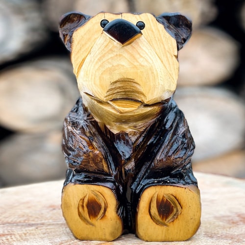 Kibori Kuma | Hand Carved Wood Bear | Japanese Hand Carved