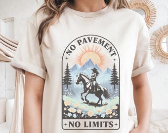 Horse Riding Nature Shirt Western Equestrian Gift Idea Gorpcore Outdoor Mountain Adventure Tee Horseback Wilderness Trail Rider TShirt