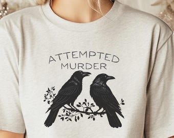 Gift For Bird Watching Dad Funny Crow TShirt Nature Lover Graphic Tee Goth Two Crows Raven Top Gothic Bird Nerd Birthday Shirt Gift for Him