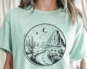 Western Desert Road Trip Nature Lover Gift Idea Wanderlust Graphic Tee Mountain Scenery Aesthetic Shirt Southwest Hiking Unisex TShirt