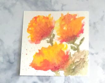 Watercolor Painting Original Small Floral Miniature Hand Painted Tiny Watercolor Artwork Collectible Mini Series Art Piece