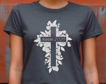 Personalized Floral Cross Shirt Gospel Gift Idea Christian Women Tee Faith Based Top Botanical Wildflower Nature Cottagecore Church TShirt