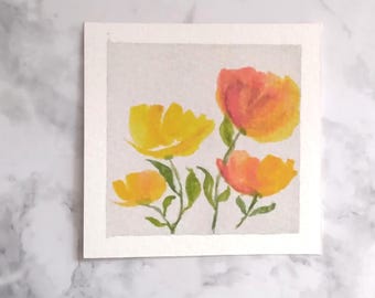 Tiny Watercolor Painting Original Miniature Hand Painted Watercolor Artwork Collectible Mini Series Art Piece 3x3 Inches