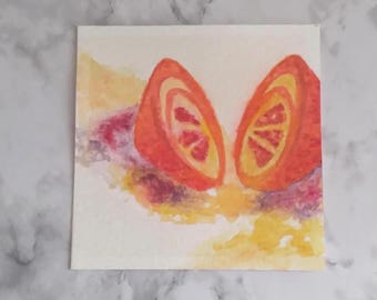 Original Miniature Watercolor Fruit Painting Tiny Hand-Painted Kitchen Artwork Collectible Mini Series Art 3x3 Inches For Small Frame
