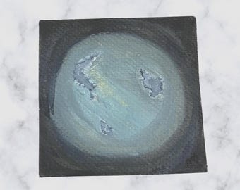 Miniature Watercolor Full Moon Mini Dark Celestial Painting Glowing Lunar Art Decor Pocket-Sized Spooky Night Small Tiny Watercolor Gift