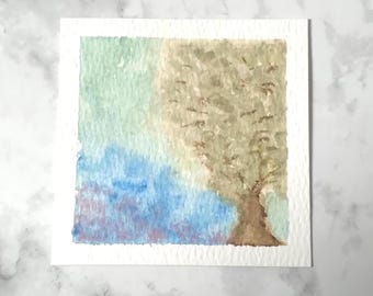 Small Watercolor Painting Original Miniature Hand Painted Tiny Landscape Watercolor Artwork Collectible Mini Series Art Piece 3x3 Inches