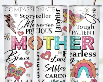 Mom Reminders Tumbler Wrap, Mom Affirmation Tumbler Png, 20 Unzen Skinny Tumbler Sublimation Design, Muttertag Sublimation
