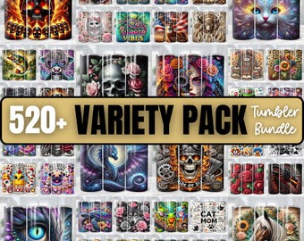 Paquete variado de más de 520 envoltorios para vasos Mega Tumbler, paquete PNG, diseños para vasos de sublimación de 20 oz, vaso delgado de 20 oz, Halloween, acuarela