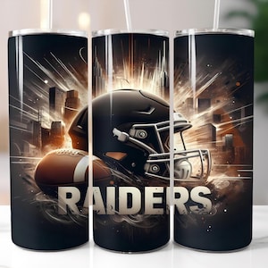 Raider Tumbler-omslag för friidrott, sublimeringsdesign, Las Vegas PNG, lag png, maskot sublimeringsfotboll, omedelbar nedladdning