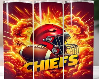 Chiefs Sport Maskottchen Tassendesign | 20 Unzen Skinny Tumbler Wrap PNG | Fußball-Team Sublimationsverpackungen | Digital Download Vorlage