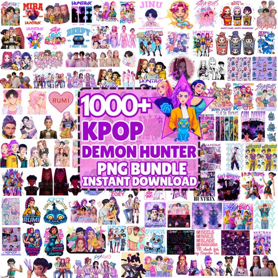 1000 Huntrix Kpop Demon Hunters PNG SVG , Kpop Shirt design,Girl Dinner Png, Saja Boys Girls Bands Png, Huntrix fans, Digital Download