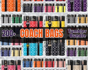 Paquetes de más de 200 bolsos Coach con fundas para vasos / Fundas de lujo para vasos de diseñador / Sublimación de marcas de moda