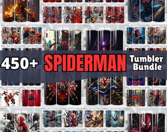 450+ Spiderman Tumbler Wrap Bundle, 20 Unzen schmale Tumbler Wrap, 20 Unzen Tumbler Png Sublimation Design, digitale Sofort-Download-Designs