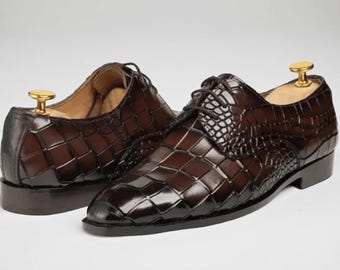 Genuine Handmade Men's Leather Shoe Brown Formal Dress Boots