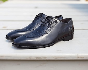 Chaussures habillées noires pour hommes faites main