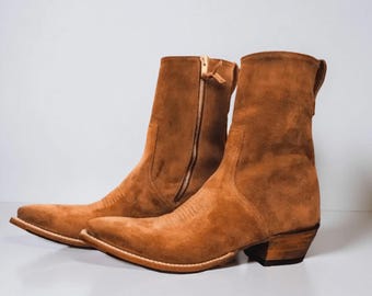 Saint Laurent Side Zip Suede Leather Boots Mens - Etsy