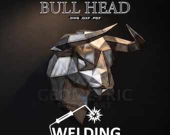 Low Poly Metal Medium Size Bull Head Sculpture Plans, Welding Assembly (Digital Download)
