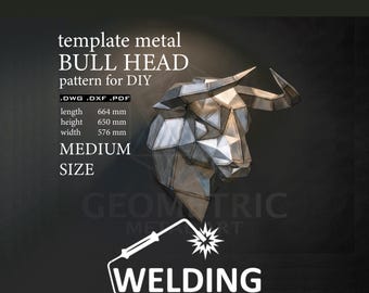 Low Poly Metal Medium Size Bull Head Sculpture Plans, Welding Assembly (Digital Download)