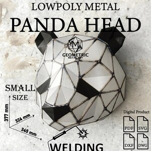 Laag poly metaal klein formaat pandakop sculptuurplannen, lasmontage (digitale download)
