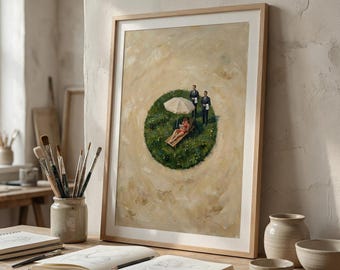 Surreale figurative Kunstdruck, moderne Konzeptmalerei, minimales zeitgenössisches Dekor