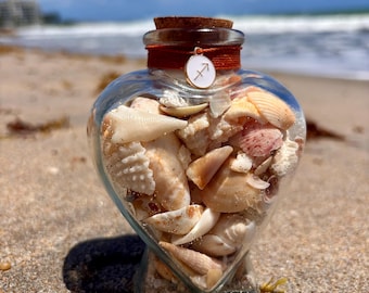 Ręcznie robione serce syreny z zawieszką zodiaku, dekoracja inspirowana astrologią morską, butelka z muszlą morską