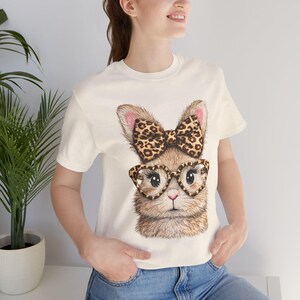 Leopard Bow Cat Graphic Tee | Kitty with Leopard Glasses, Animal Print Shirt