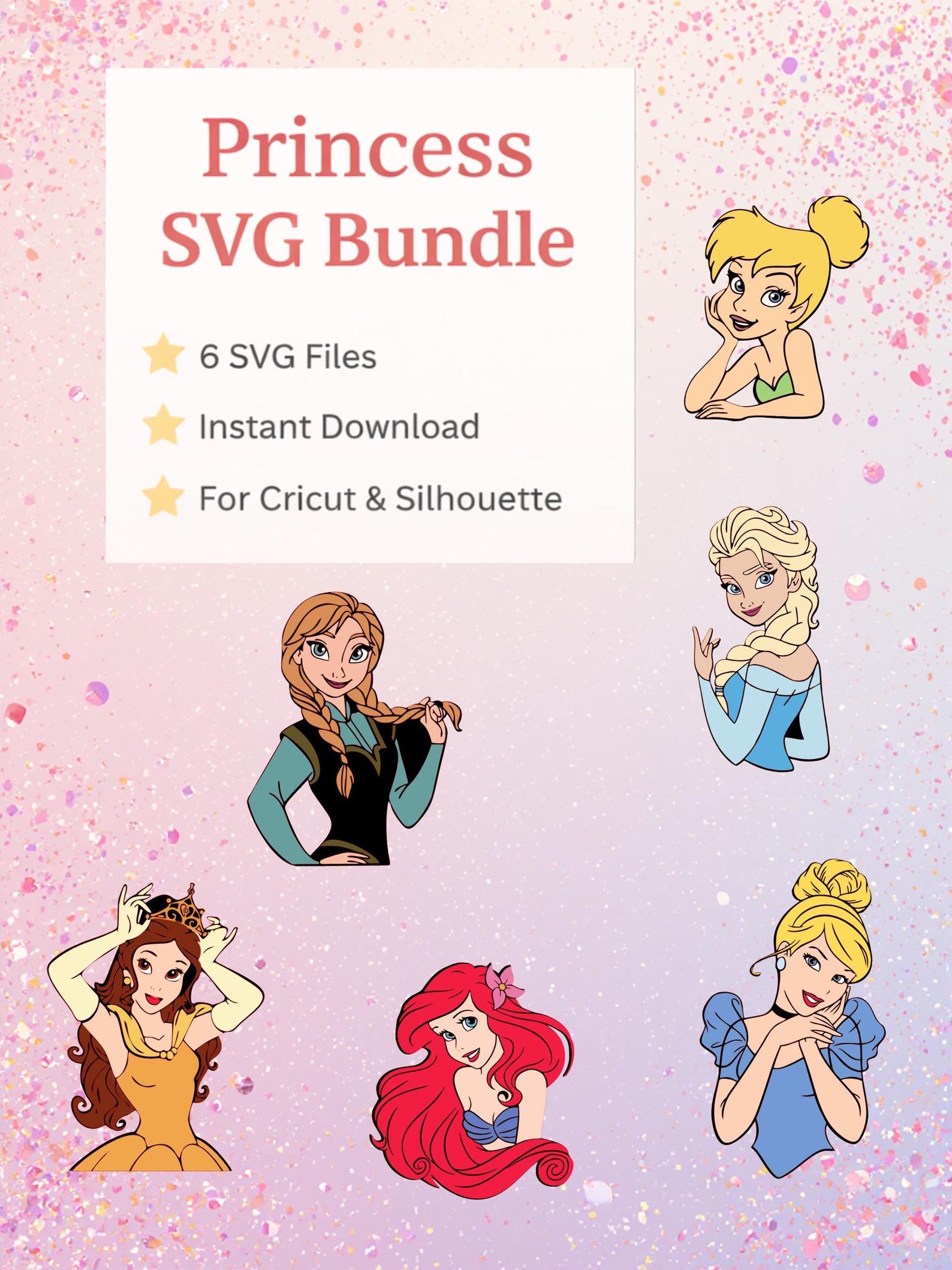 Princess Mini Svg Princess SVG Bundle | 6 Princess SVG Files | Cricut Cut Files | Instant ...