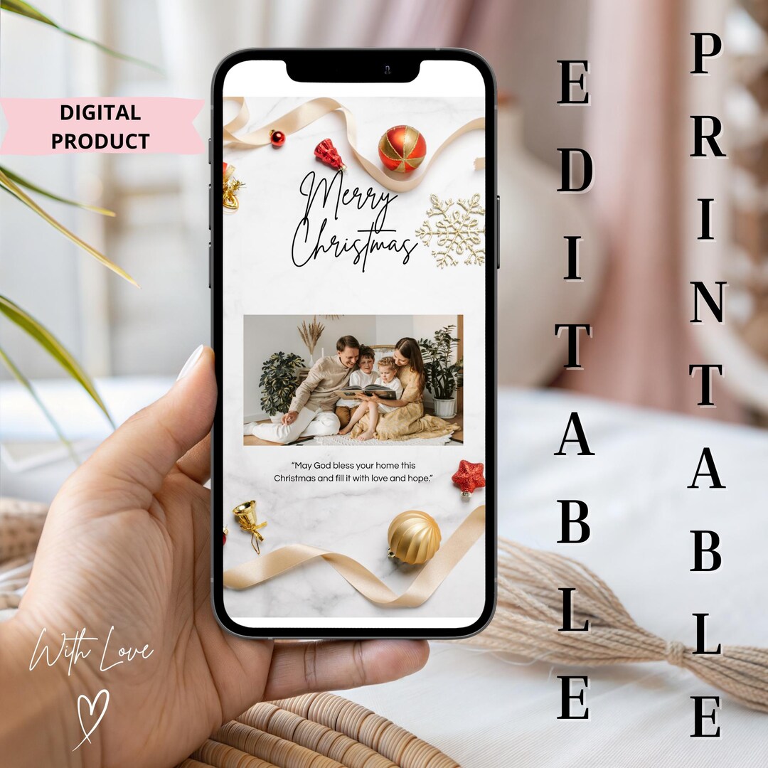 Editable Christmas Card Template | Printable & Digital Holiday Card ...