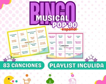 BINGO MUSICAL 90 pop español