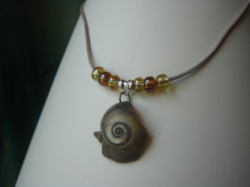 Seashell Necklace Unisex Leather Necklace Real North Carolina Moon Snail Shell Simple Beach Jewelry image 1